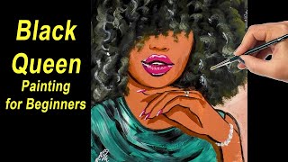 Acrylic Painting for Beginners - BLACK QUEEN | How to paint (Step by Step)
