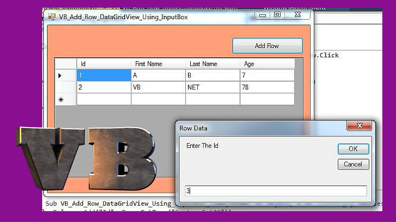 VB.NET - How To Add A Row To DataGridView From InputBox In VB.NET ...