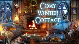 Cozy Winter Cottage ❄️ ASMR winter cabin ambience 🔥 (crackling fire, soft wind, pages turning)