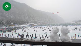 [4K] The World Famous 2023 Hwacheon Sancheoneo Ice Festival after HEAVY Snowfall