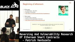 BlackAlps 2018: Reversing And Vulnerability Research Of Ethereum Smart Contracts - Patrick Ventuzelo