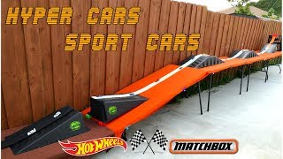 Hot Wheels Fat Track with jump Hyper cars and Sport cars vs matchbox  tournament race