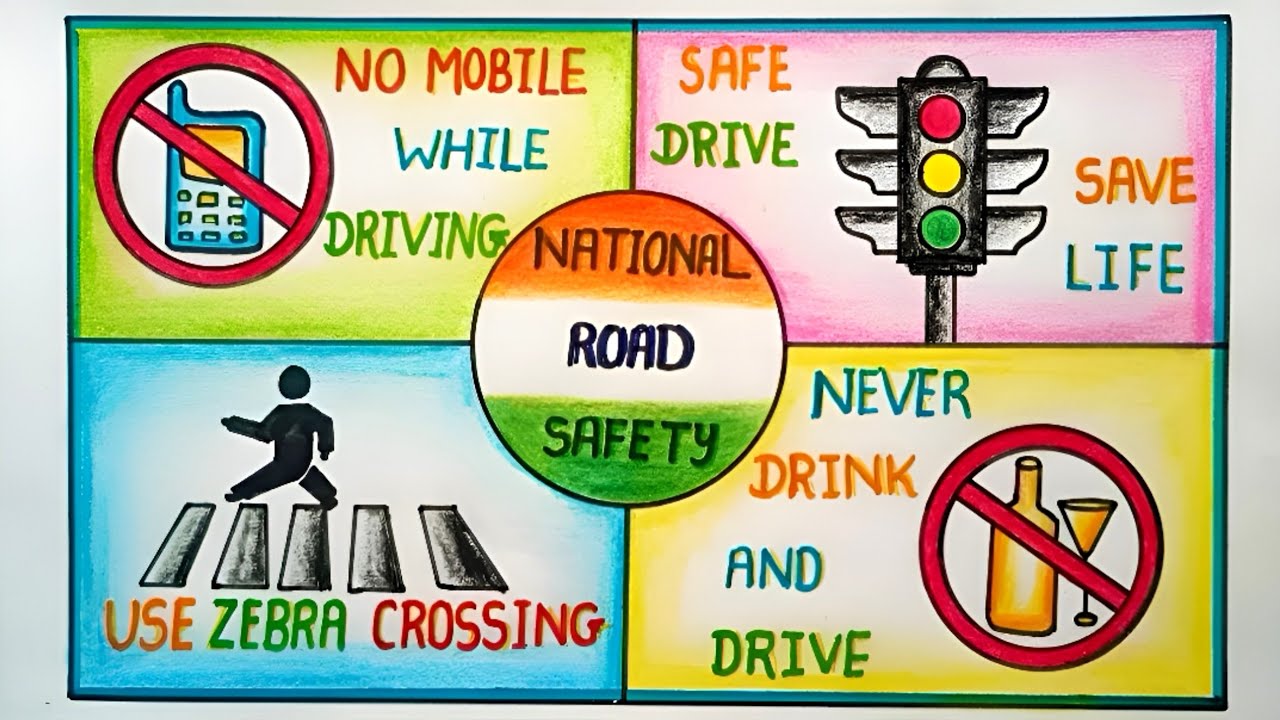 National Road Safety Day Poster Drawing 11th 17th Jan Road Safety