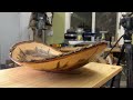 woodturning a footed shallow live edge bowl