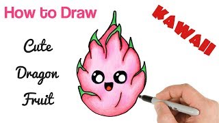 How to Draw Dragon Fruit Cute Kawaii Food #kawaii