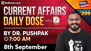 Current Affairs Today | 8 September Current Affairs 2020 | Daily Current Affairs Dose by Dr. Pushpak