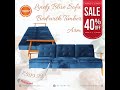 40% off velvet blue lindy oak timber arm sofa bed for clearance