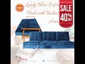 40% off velvet blue lindy oak timber arm sofa bed for clearance