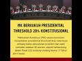 Mahkamah Konstitusi Terkait Keputusan Menolak Gugatan Judicial Review Presidential Threshold 20%