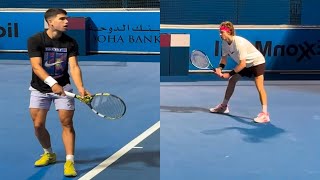 Carlos Alcaraz vs Andrey Rublev INTENSE Practice Match - Doha 2025