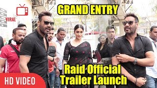 Ajay Devgn And Ileana D'Cruz Grand Entry At Raid Official Trailer Launch | Viralbollywood