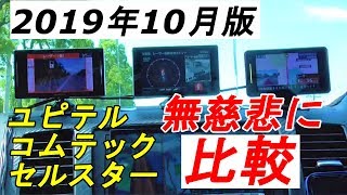 無慈悲な比較 ユピテル・コムテック・セルスターのレーダー・レーザー探知と誤報　2019年10月版