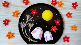 【ちりめん細工】お月見うさぎの作り方【切って貼るだけ】DIY How to make a moon-viewing rabbit with cloth.