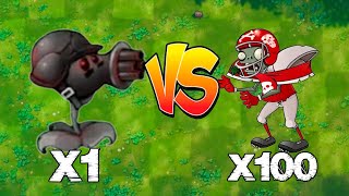 PVZ 1 Fusion Challenge! Fusion  Doom Gatling Pea VS X100 Zombie football player  | Who Will Win?