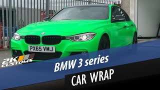 BMW 3 Series Fully Wrapped In Hexis Fluorescent Green Gloss