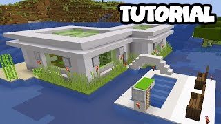 I Built a Modern Mansion Minecraft TUTORIAL with Smooth Quartz \u0026 Lime Green Assets