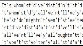 Text to speech bot reads whom'st'd've'dist'd'n't'st'd've'll's'd've're'n't'y'all'll'ven't 't'whom'st'