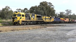 SSR101-4904-C504-4911-L277-SSR102 on 5KS2 western Vic to NSW at Locksley.  10-07-20.   15.07.53.