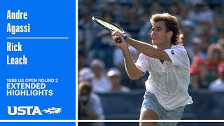 Andre Agassi vs Rick Leach Extended Highlights | 1988 US Open Round 2