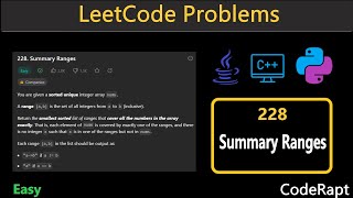 Summary Ranges | Leetcode Q.228 | Python | C++ | Java | Leetcode daily challenges