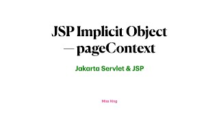 JSP Implicit Object - pageContext