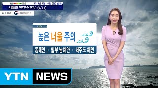 [내일의 바다낚시지수] 9월11일 전 해역 풍랑특보 동해, 남해, 제주 높은 너울 밀려와  / YTN