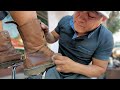 DR. MARTENS BROWN BOOTS TRANSFORMATION!!! Street Shoe Shine by Machine Man in Mexico City 🇲🇽 ASMR