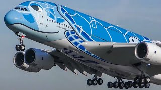 60 MINUTES PURE AVIATION - 4 ENGINE PLANES only - Airbus A380, Boeing 747, A340 ... (4K)