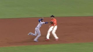 LAD@SF: Dodgers turn a smooth double play in the 5th