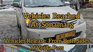 #today Vehicles  Released From Both Sides At Zojila Pass#Vehicles Reached at Sonamarg#Latest update,