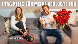 1 Tag ALLES für meine verletzte Verlobte an Valentinstag tun (und ihr Fuß ist gebrochen!)