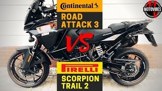 CONTINENTAL ROAD ATTACK 3 vs PIRELLI SCORPION TRAIL 2 COMPARISON // KTM 1290 Super Adventure S