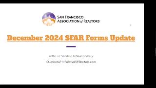 SFAR December 2024 Forms Update | December 2, 2024