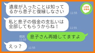 【LINE】勝手に離婚届を出した姑が嫁の資産を知って突然の復縁要請「息子と再婚しろw」→お金目当てで手のひら返しするDQN義母にある衝撃の事実を伝えた時の反応が…ww【スカッとする話】