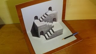 Trick Art 3D Drawing - How to Draw 3D Stairs Illusion on Paper