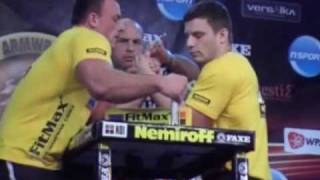 Lubomir Jagnesak vs. Dzambolat Tsoriev - Left Semi -95 - Nemiroff 2010 - World of Armwrestling.com