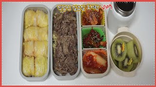 추운 겨울 따끈한 일주일 직장인 도시락 싸기 🍱 /한달식비10만원 점심 도시락 만들기🥢/배추쌈밥/소불고기/소고기초밥/배추찜/콩나물밥/치킨마요덮밥/비빔밥