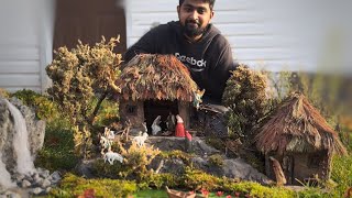 Christmas crib in a clay hut theme made with cardboard #christmas