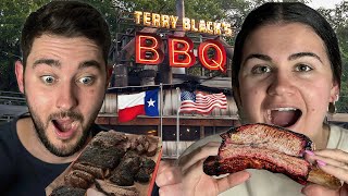 Brits Try TERRY BLACKS BBQ For The First Time In Texas!