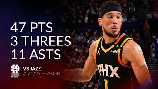 Devin Booker 47 pts 3 threes 11 asts vs Jazz 24/25 season