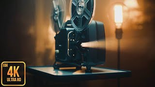 Vintage Projector Soft Calm Piano- 4K 10h Background Relaxation