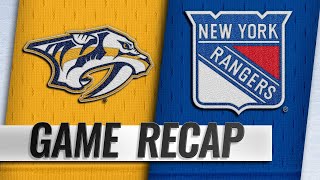 Rinne, Sissons help Predators hold off Rangers, 3-2