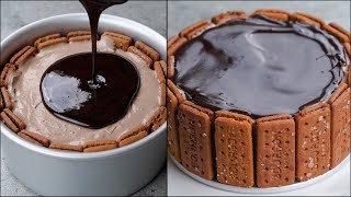 No-Bake Bourbon Cheese Cake | Homemade Chocolate Cheese Cake | Easy Cheese Cake | Quick Mousse Cake