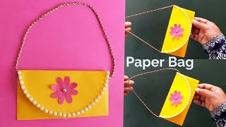 How to make a paper handbag | designer paper bag craft ideas | Paper bag making at home