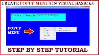 Learn Visual Basic 6 |Create and Display Popup menu in Visual Studio |Step by Step