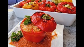 Stuffed peppers with tomato sauce, the best recipe #dinner #pepper #simple recipe