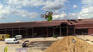 first ever backflip on dirt with a sidecar by Jason Vandaele and Birgen Beernaert