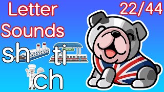 Kids Phonics || English Letter Sounds (22/44) || sh - ship || ti - station || ch - chef ||