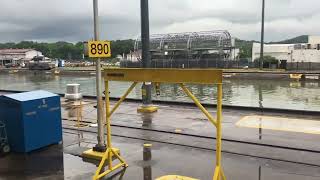 Miraflores Locks, the final stop lowering our ship 51 feet, gateway to Pacific Ocean