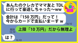 【LINE】私の財布からクレカを盗んでTDL旅行に出発し豪遊したママ友「150万円の支払いに使うねw」→調子に乗るDQN女にある真実を伝えた時の反応がw【スカッとする話】【総集編】